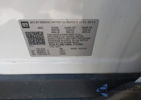 2021 GMC Terrain Fwd Sle z USA, uszkodzony, nr VIN 3GKALMEV8ML372366